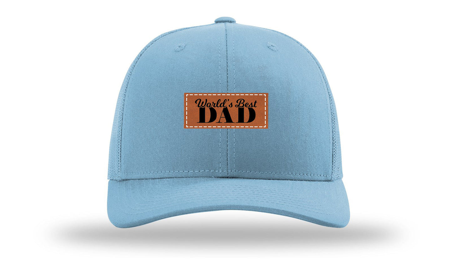 World's Best Dad Leather Patch Richardson 112 Hat