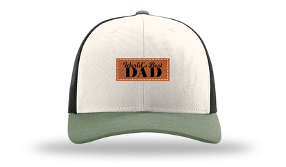 World's Best Dad Leather Patch Richardson 112 Hat
