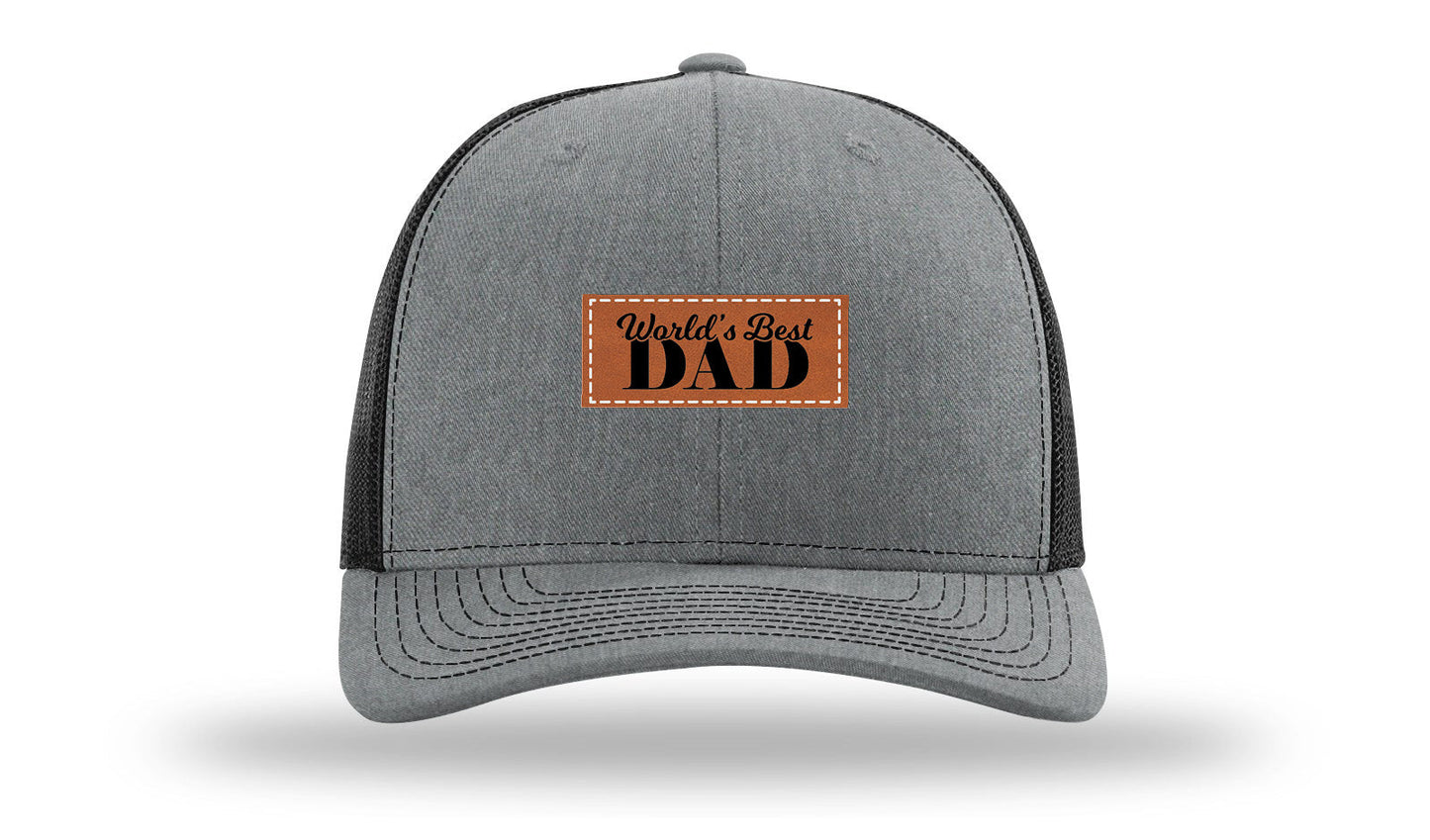World's Best Dad Leather Patch Richardson 112 Hat