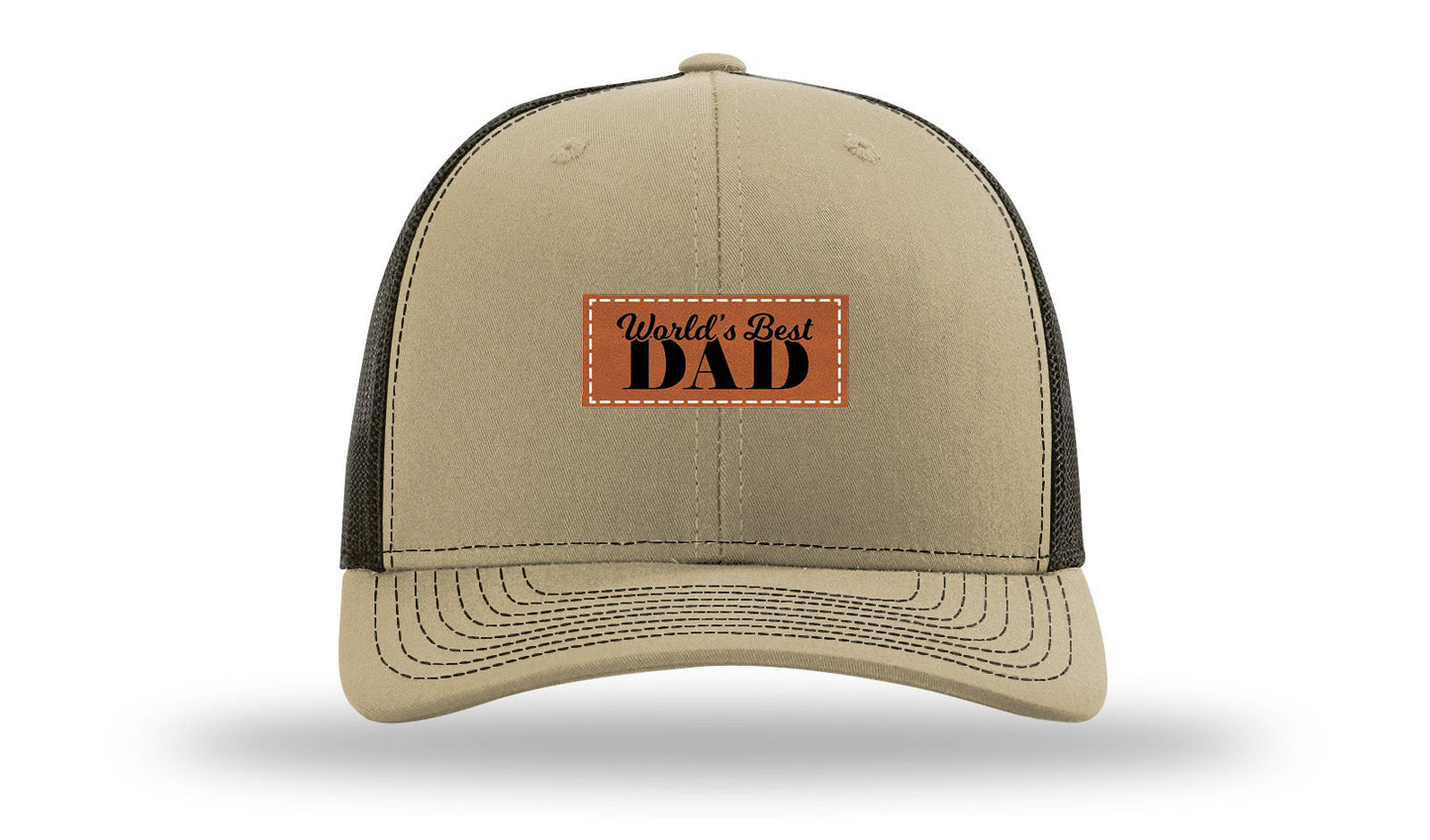 World's Best Dad Leather Patch Richardson 112 Hat