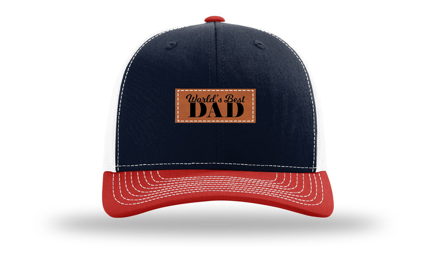 World's Best Dad Leather Patch Richardson 112 Hat