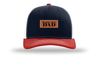 World's Best Dad Leather Patch Richardson 112 Hat