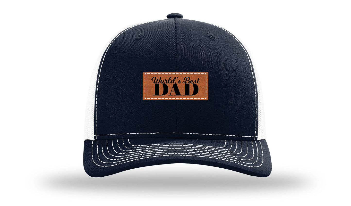World's Best Dad Leather Patch Richardson 112 Hat