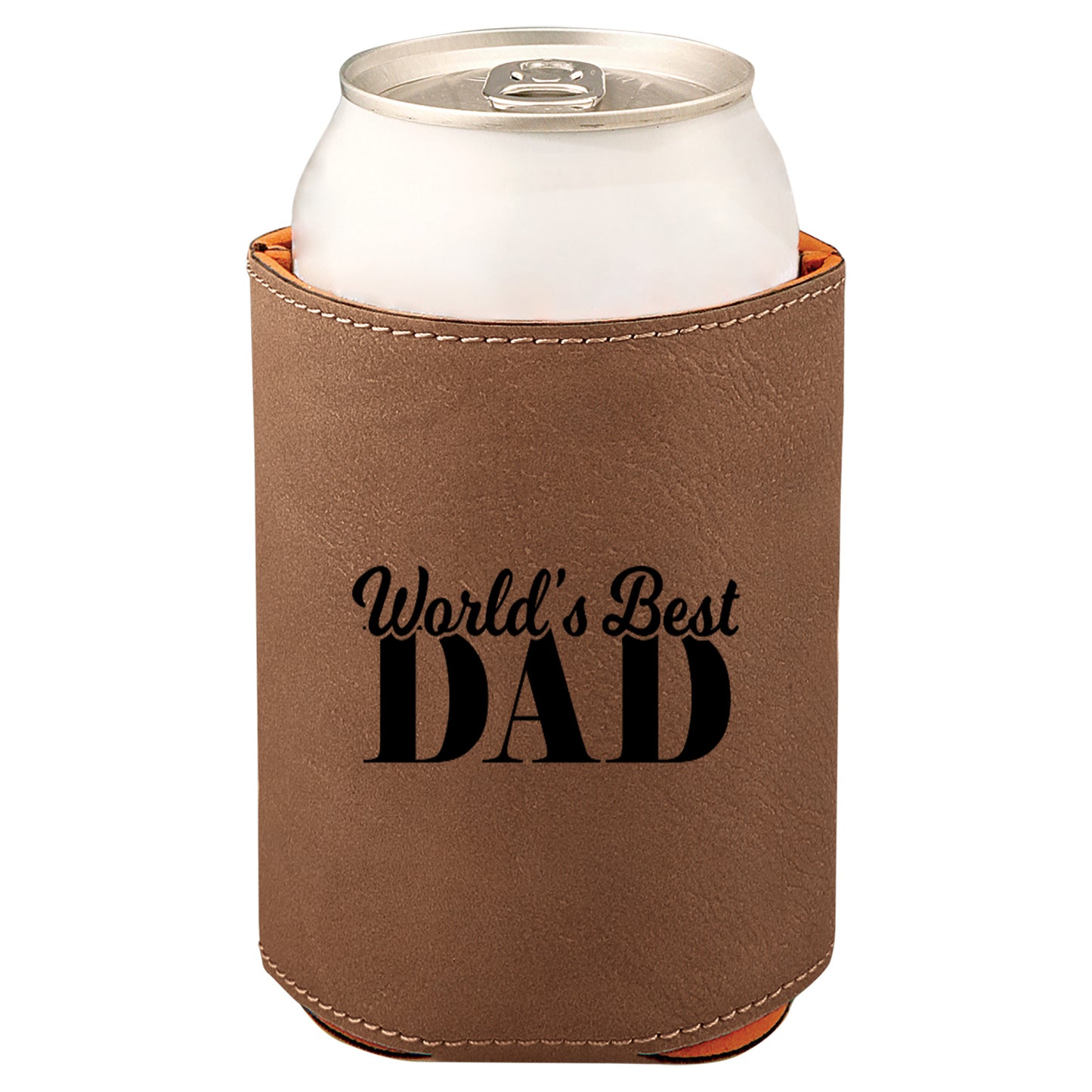 World's Best Dad Leatherette Koosie-Dark Brown