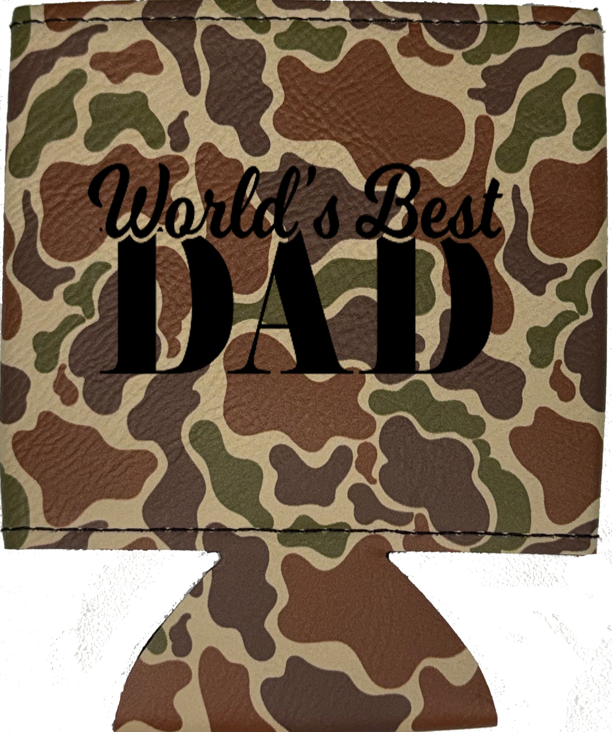 World's Best Dad Magnetic Leather Koozie-Fowl Play Camo
