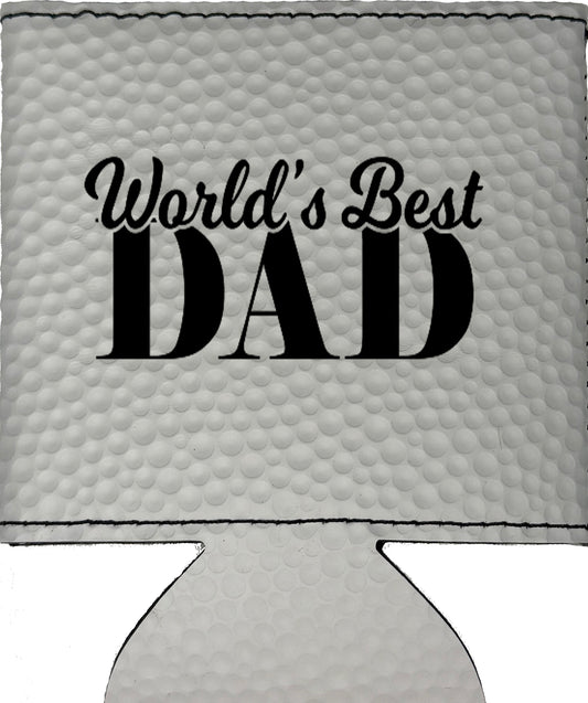 World's Best Dad Magnetic Leather Koozie-Golf Ball