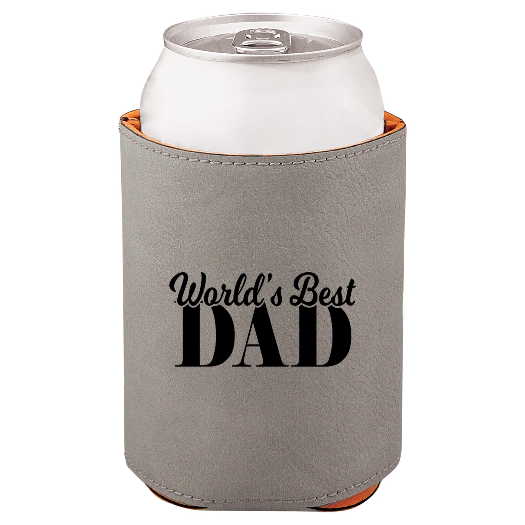 World's Best Dad Leatherette Koosie-Gray