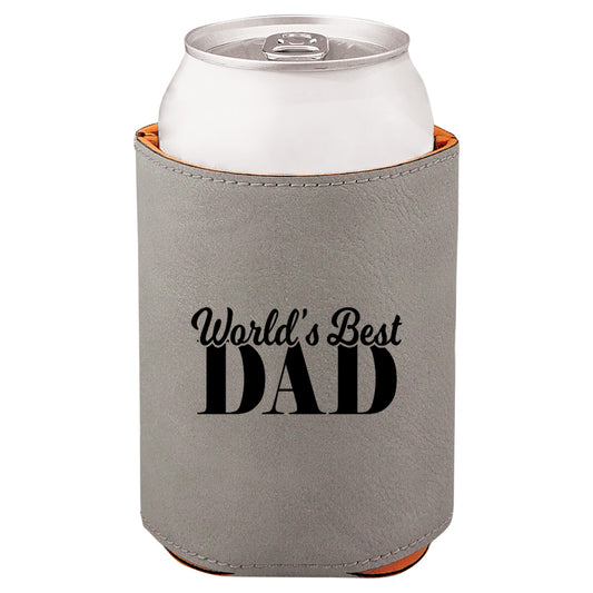 World's Best Dad Leatherette Koosie-Gray