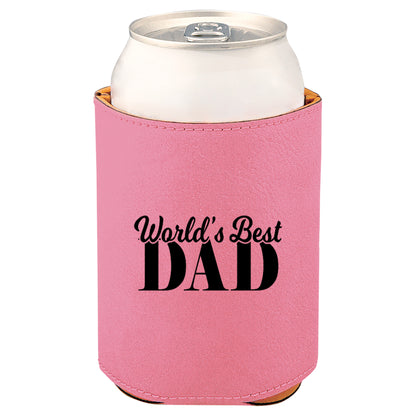 World's Best Dad Leatherette Koosie-Pink