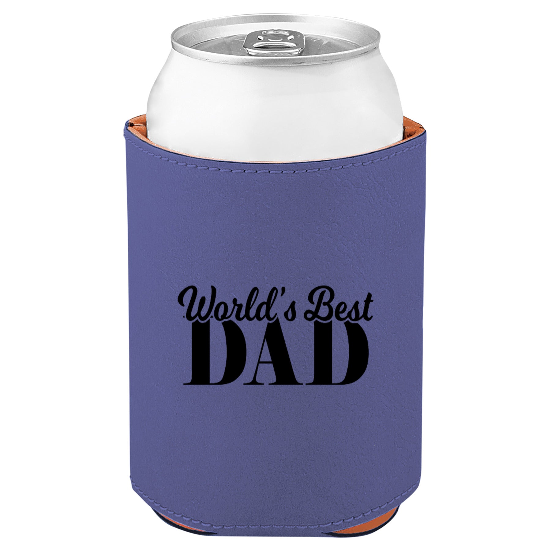 World's Best Dad Leatherette Koosie-Purple