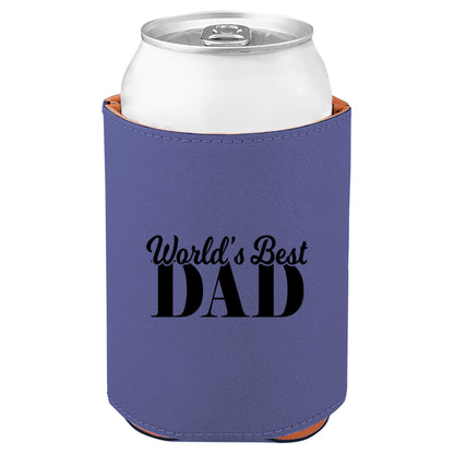 World's Best Dad Leatherette Koosie-Purple