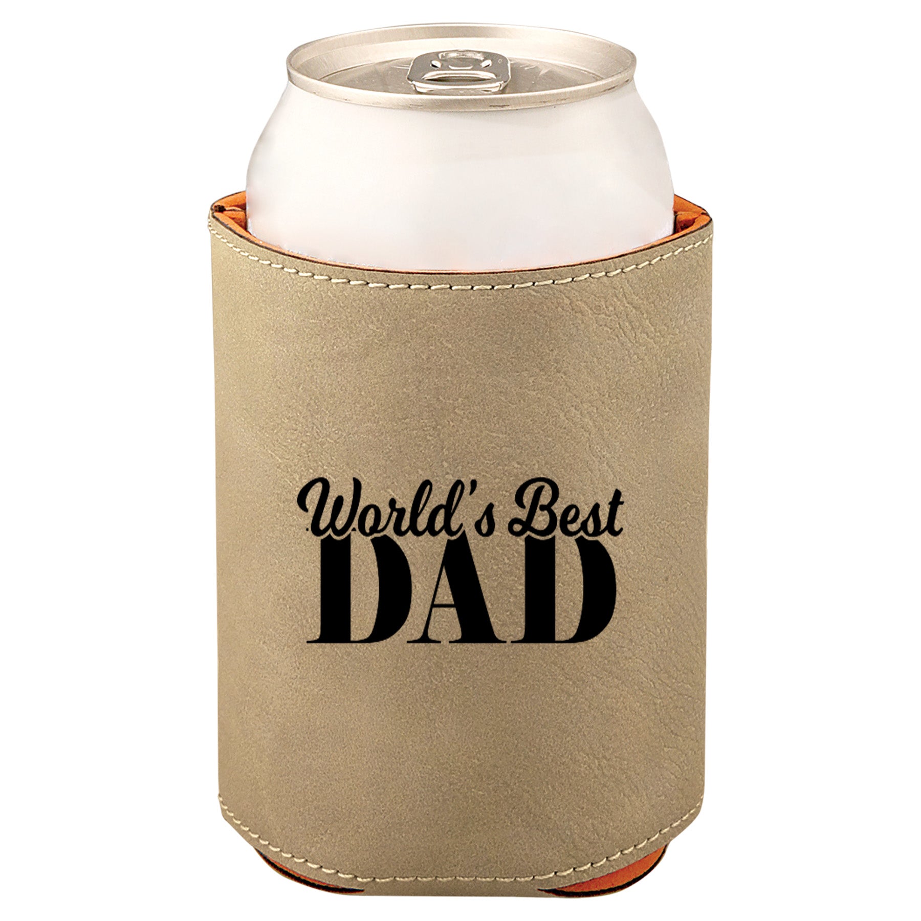 World's Best Dad Leatherette Koosie-Tan
