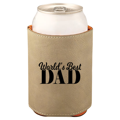 World's Best Dad Leatherette Koosie-Tan