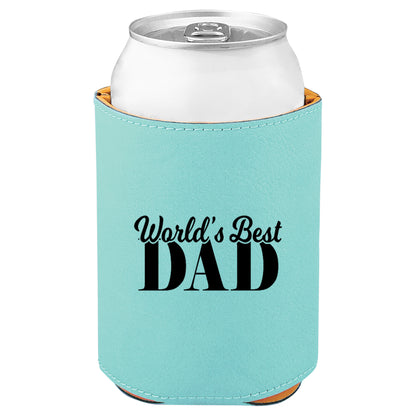 World's Best Dad Leatherette Koosie-Teal