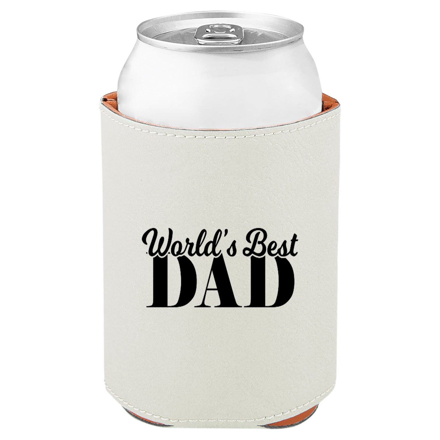 World's Best Dad Leatherette Koosie-White