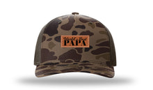 Load image into Gallery viewer, World&#39;s Best Papa Leather Patch Richardson 112PFP Camo Hat
