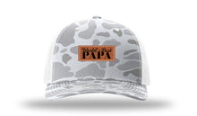 Load image into Gallery viewer, World&#39;s Best Papa Leather Patch Richardson 112PFP Camo Hat
