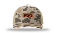 Load image into Gallery viewer, World&#39;s Best Papa Leather Patch Richardson 112PFP Camo Hat
