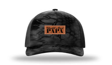 Load image into Gallery viewer, World&#39;s Best Papa Leather Patch Richardson 112PFP Camo Hat
