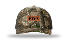 Load image into Gallery viewer, World&#39;s Best Papa Leather Patch Richardson 112PFP Camo Hat
