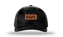 Load image into Gallery viewer, World&#39;s Best Papa Leather Patch Richardson 112PFP Camo Hat
