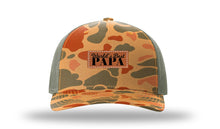 Load image into Gallery viewer, World&#39;s Best Papa Leather Patch Richardson 112PFP Camo Hat
