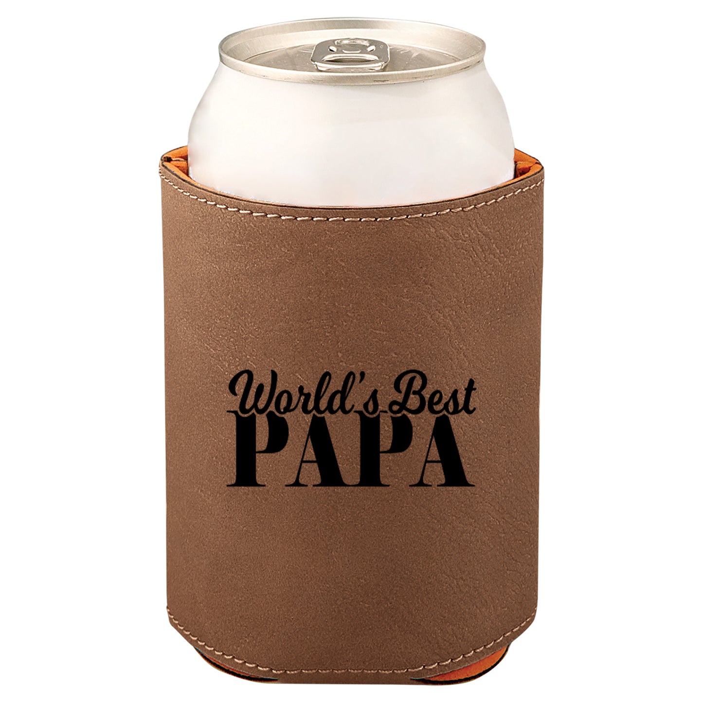 World's Best Papa Leatherette Koosie-Dark Brown