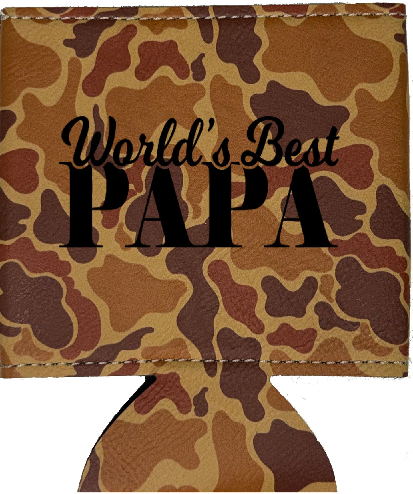 World's Best Papa Leatherette Koosie-Drake Duck Camo