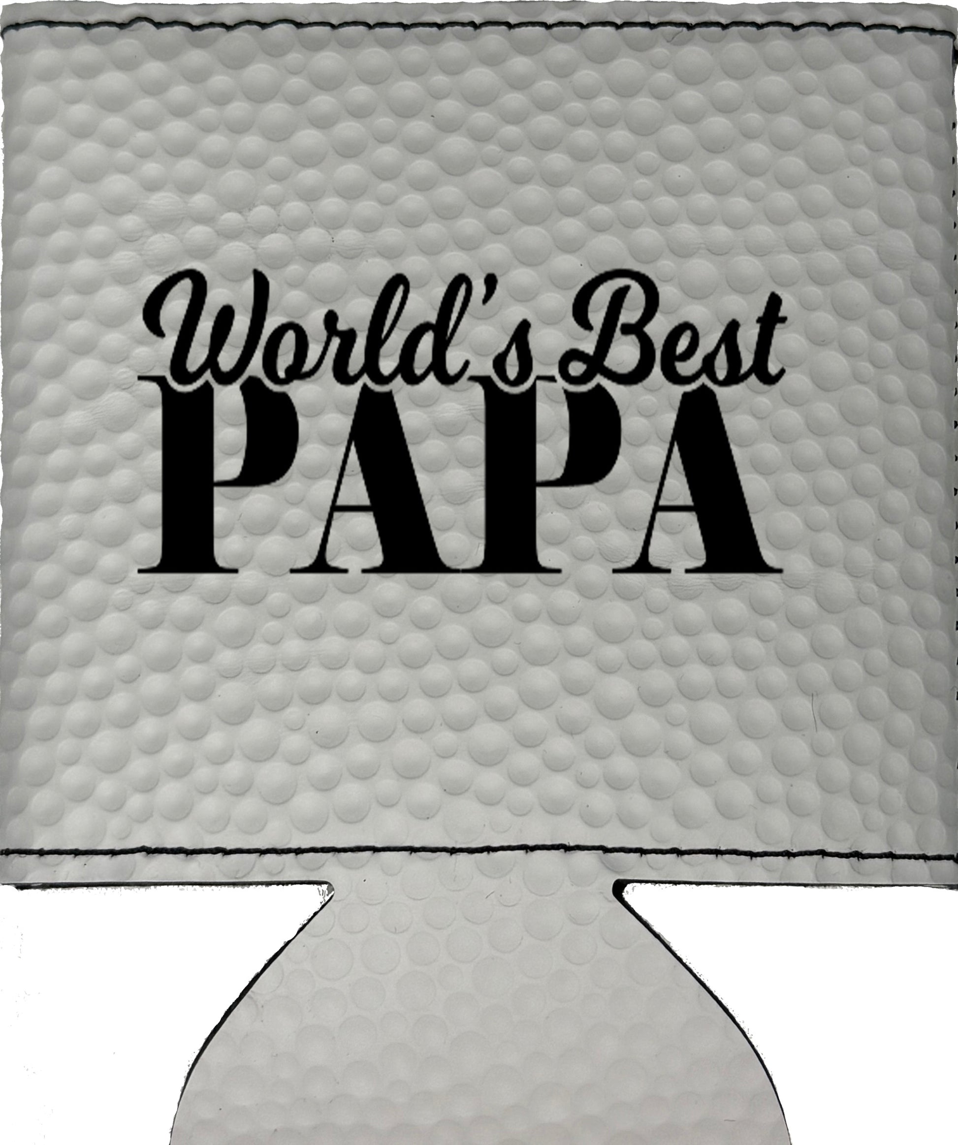 World's Best Papa Magnetic Leather Koozie-Golf Ball