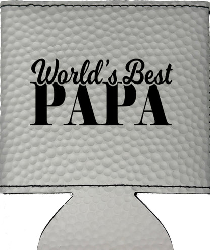 World's Best Papa Magnetic Leather Koozie-Golf Ball