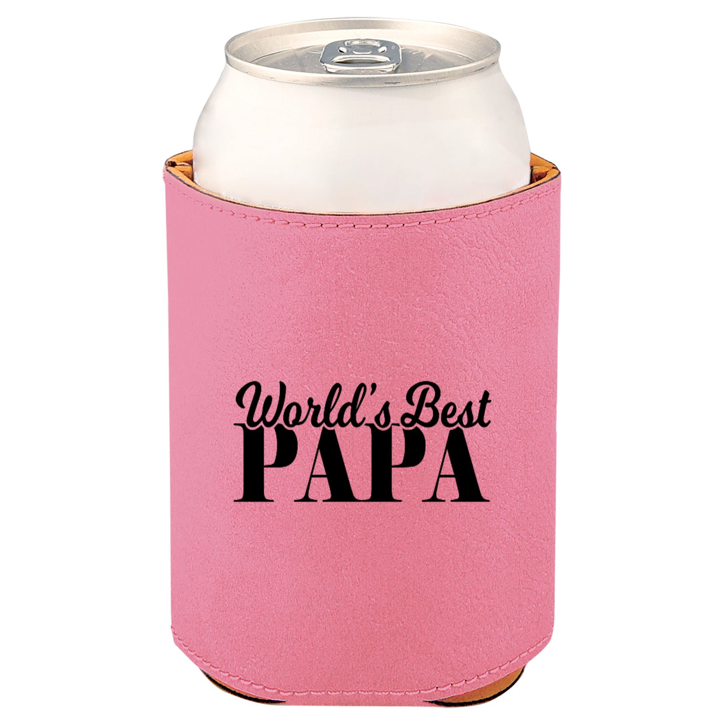 World's Best Papa Leatherette Koosie-Pink