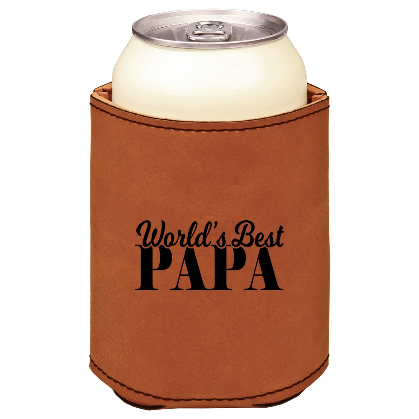 World's Best Papa Leatherette Koosie-Rawhide