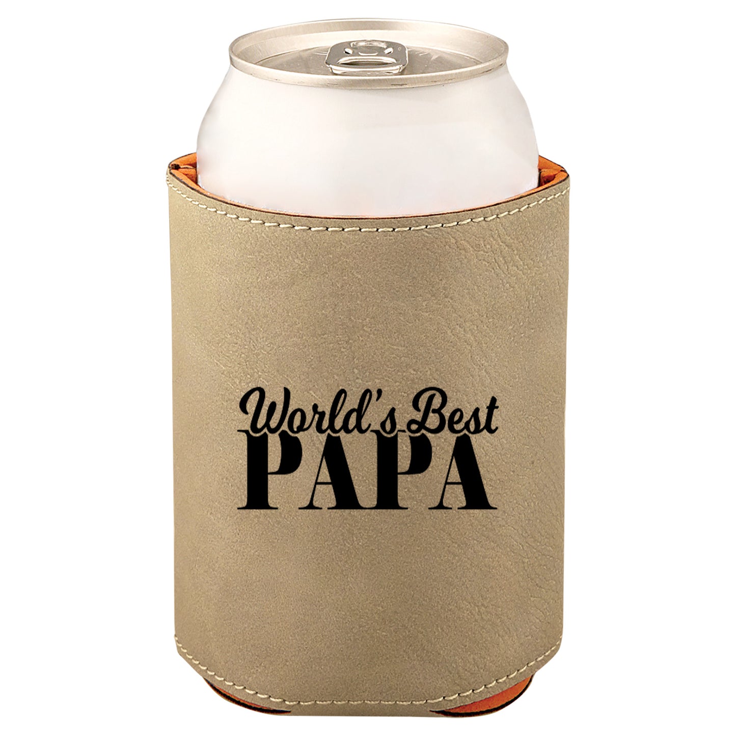 World's Best Papa Leatherette Koosie-Tan