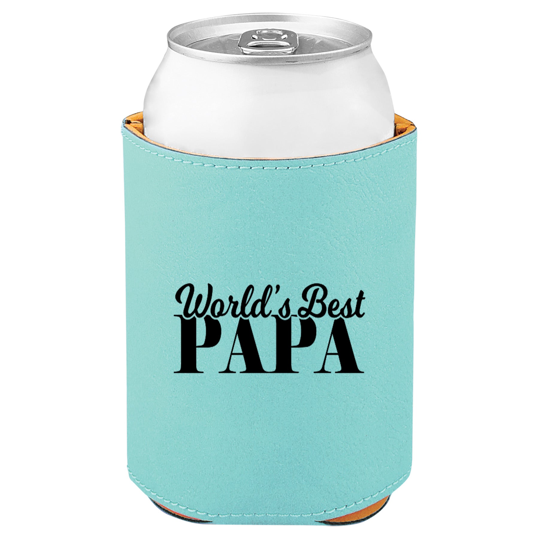 World's Best Papa Leatherette Koosie-Teal