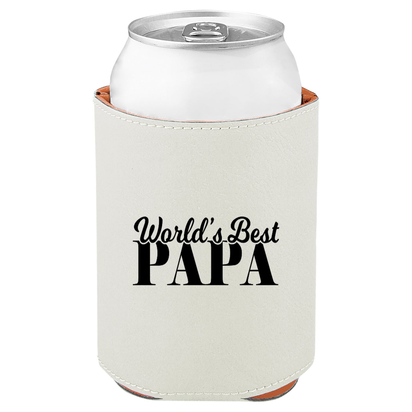 World's Best Papa Leatherette Koosie-White