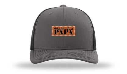 World's Best Papa Leather Patch Richardson 112 Hat