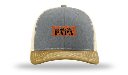 World's Best Papa Leather Patch Richardson 112 Hat