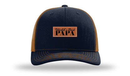 World's Best Papa Leather Patch Richardson 112 Hat