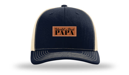 World's Best Papa Leather Patch Richardson 112 Hat