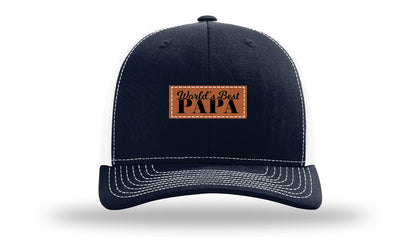 World's Best Papa Leather Patch Richardson 112 Hat