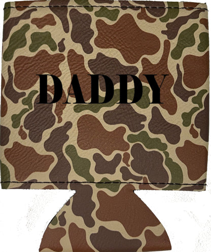 Daddy Magnetic Leather Koozie-Fowl Play Camo