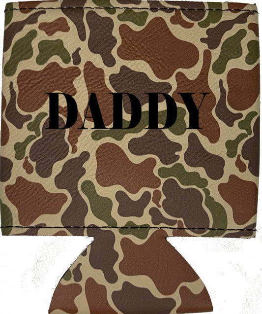 Daddy Magnetic Leather Koozie-Fowl Play Camo
