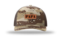 Load image into Gallery viewer, Papa Leather Patch Richardson 112PFP Camo Hat
