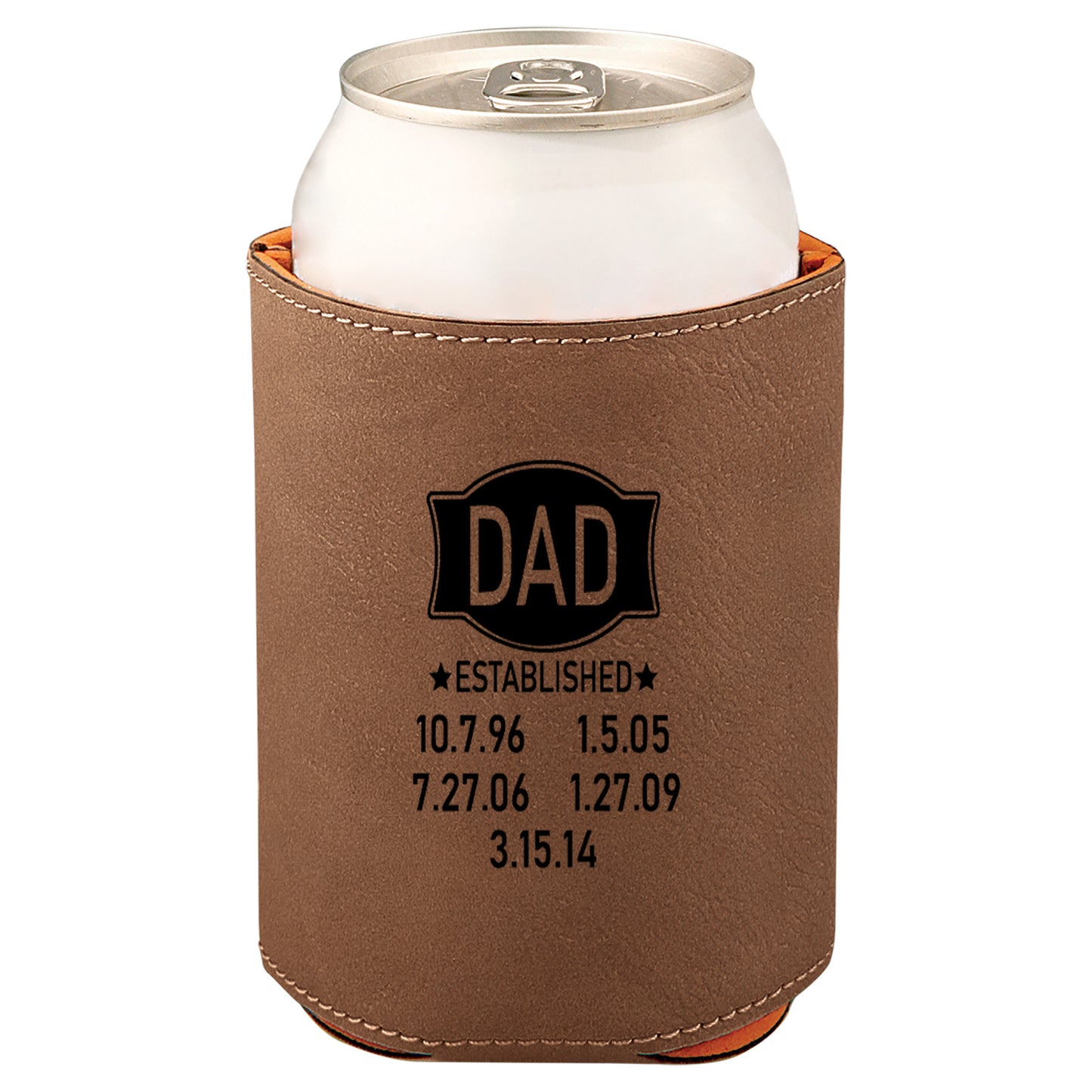 Dad Established Leatherette Koosie-Dark Brown