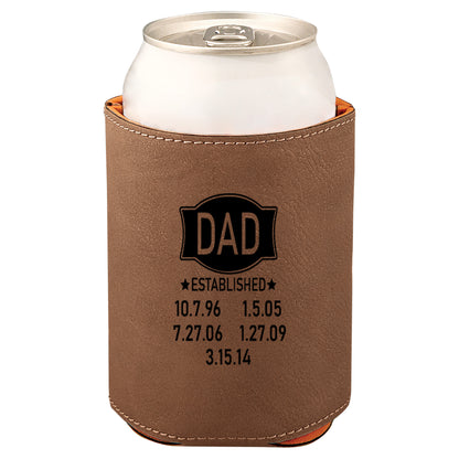 Dad Established Leatherette Koosie-Dark Brown