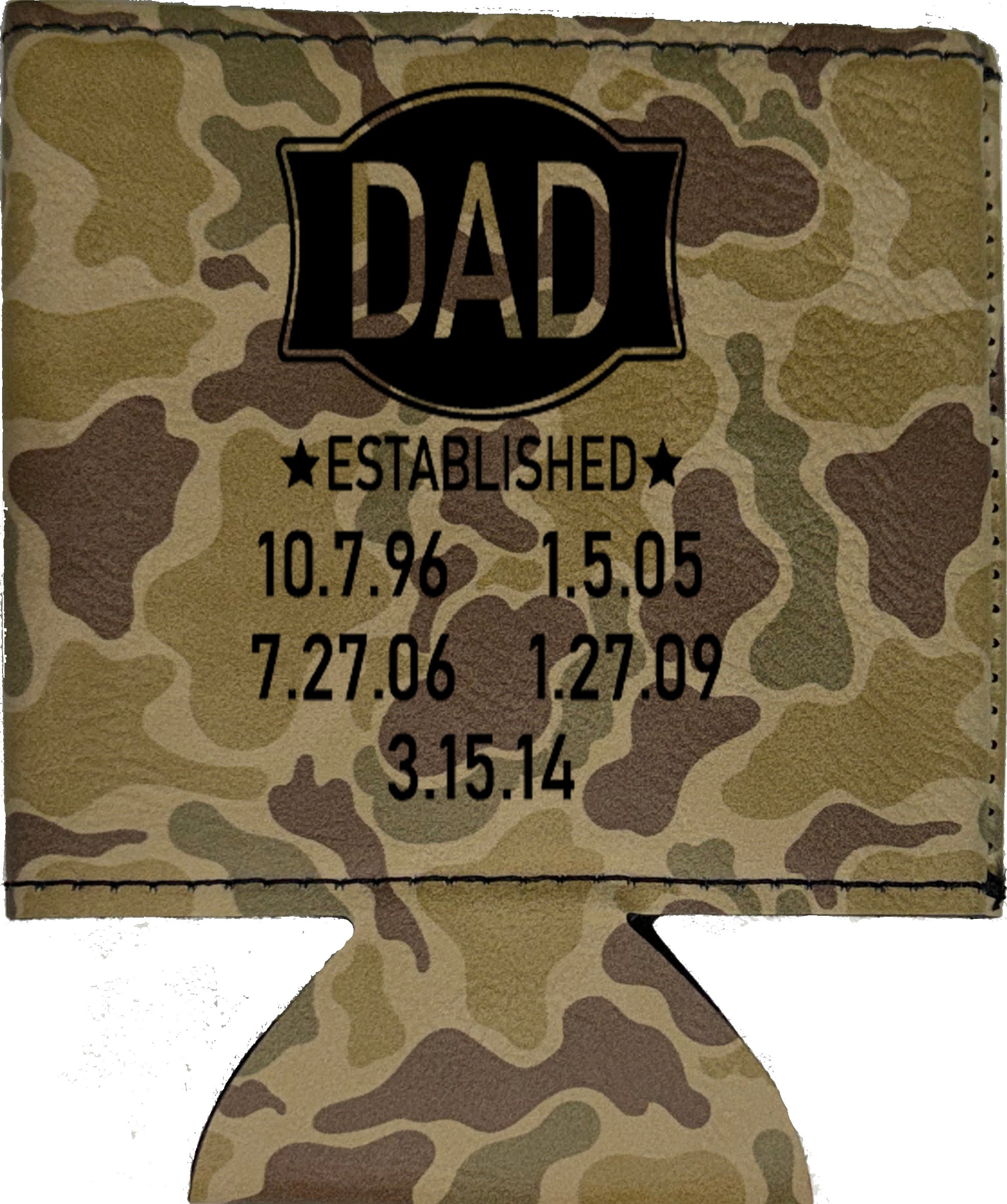 Dad Established Magnetic Leather Koozie-Duck Camo