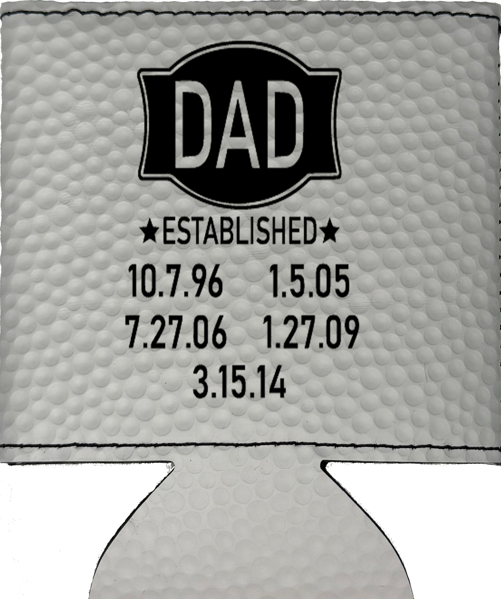 Dad Established Magnetic Leather Koozie-Golf Ball