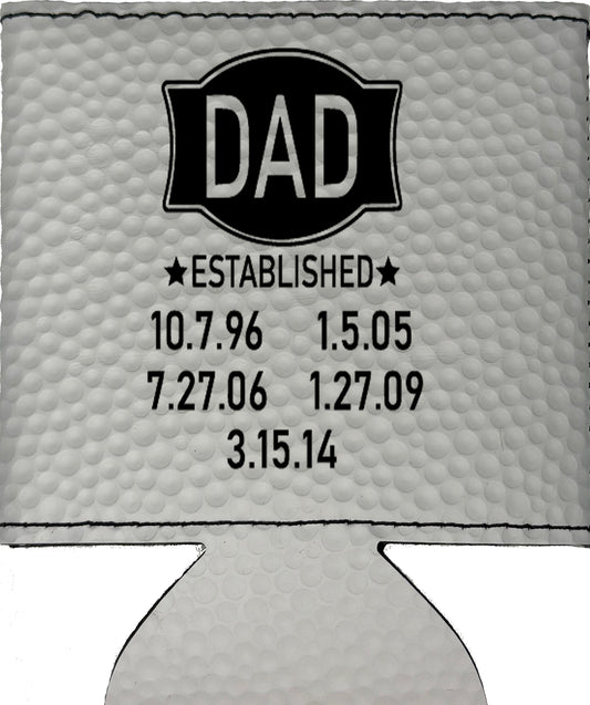Dad Established Magnetic Leather Koozie-Golf Ball