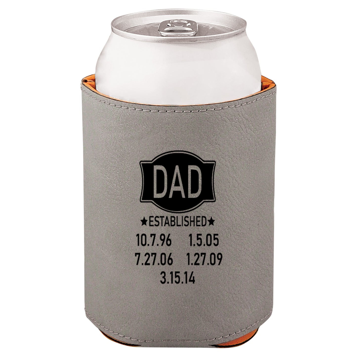 Dad Established Leatherette Koosie-Gray