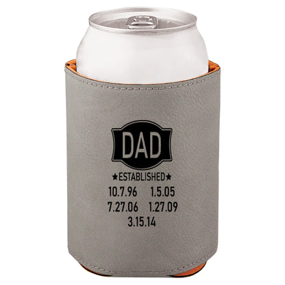 Dad Established Leatherette Koosie-Gray